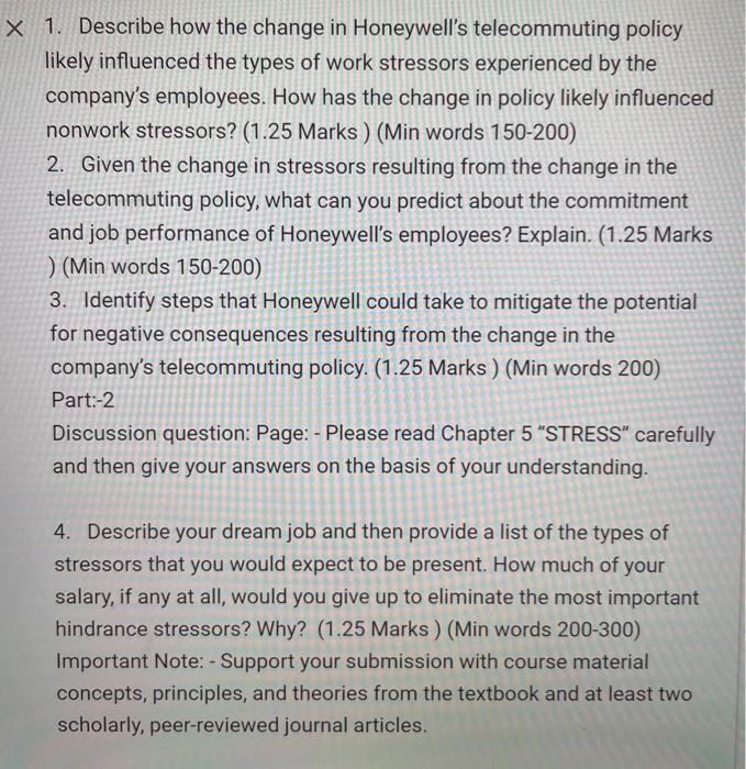 X 1. Describe how the change in Honeywell's