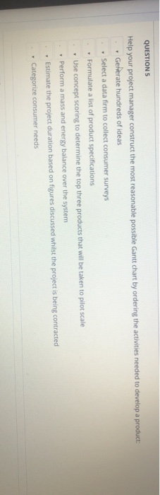 QUESTIONS Help your project manager construct the