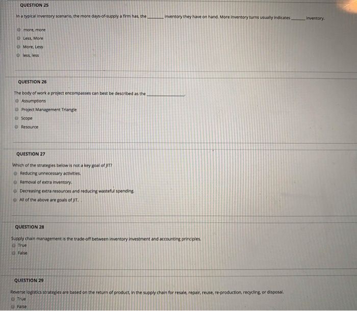 QUESTION 25 In a typical Inventory scenario, the