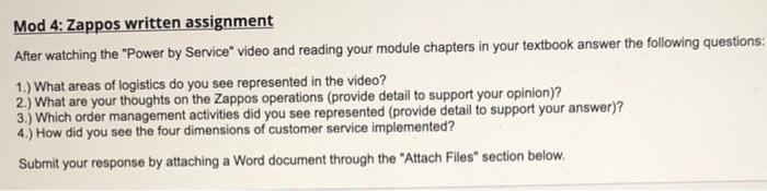 Mod 4: Zappos written assignment After watching