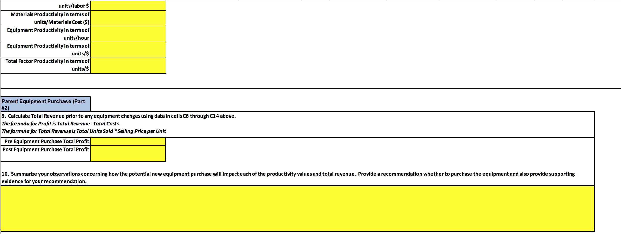 Productivity Analysis Assignment Total = 55