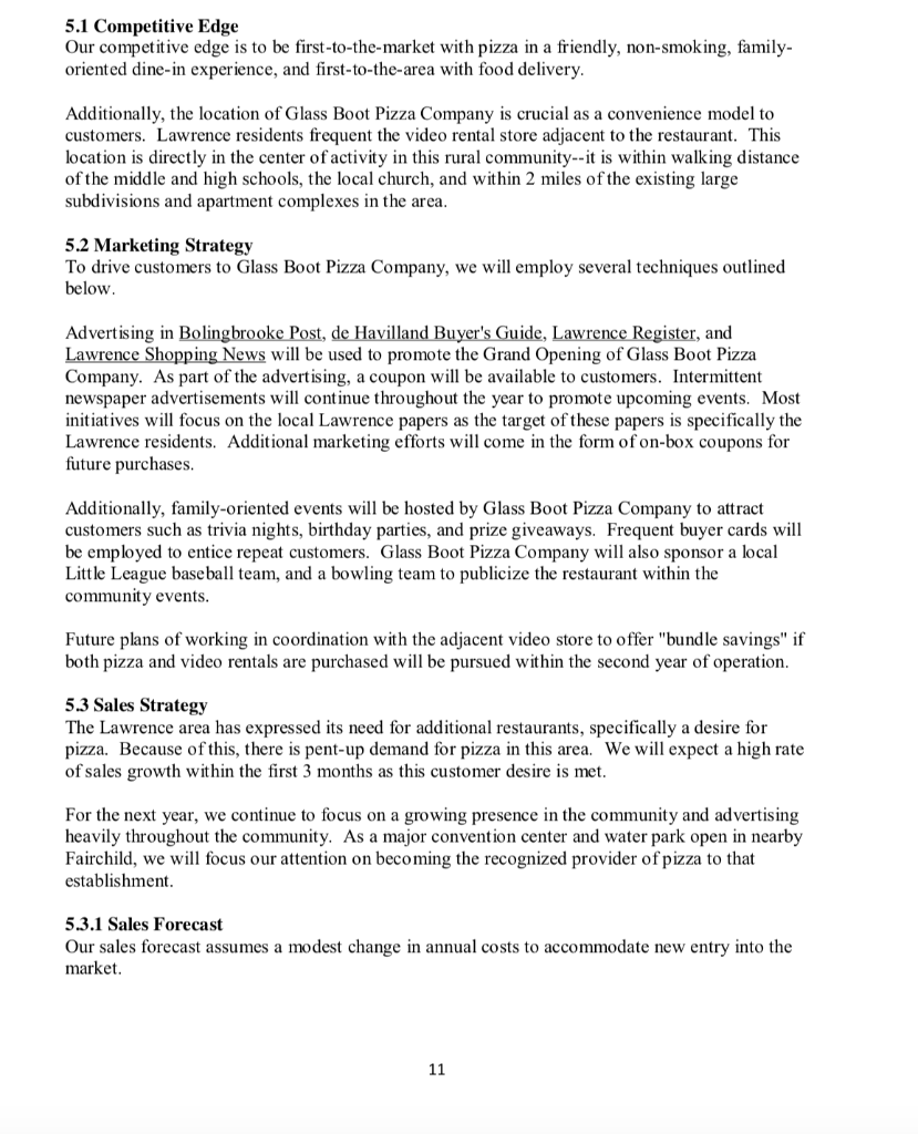 For Glass Boot, develop a vision and a mission