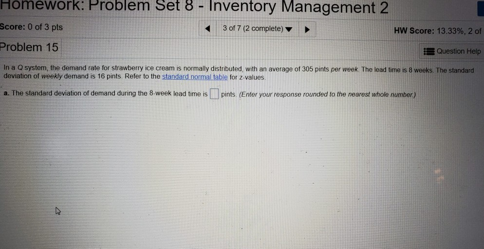 b) the average demand during the 8 week lead time