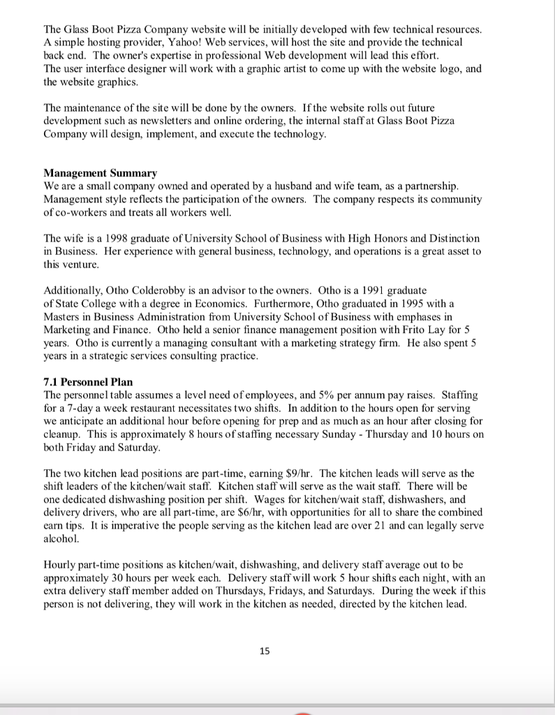 For Glass Boot, develop a vision and a mission