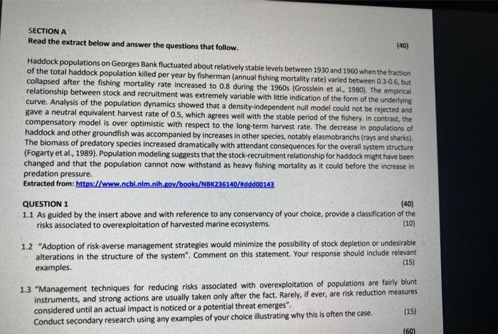 SECTION A Read the extract below and answer the