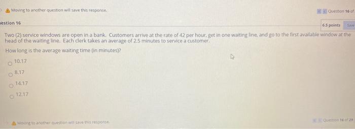 Moving to another question will save this