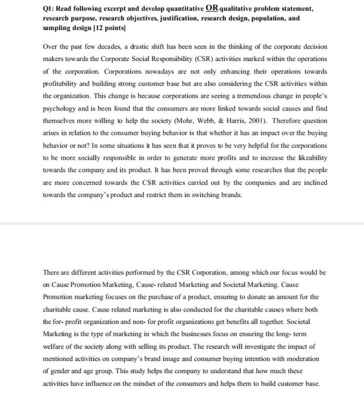 QI: Read following excerpt and develop