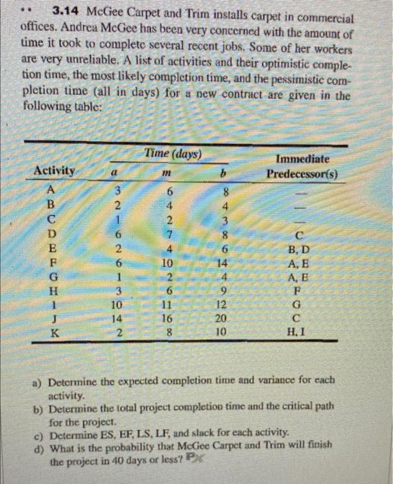 hand write , do not use excel 3.14 McGee Carpet