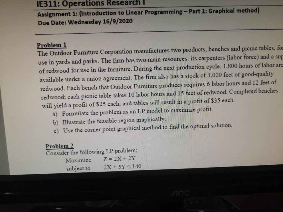 IE311: Operations Research Assignment 1: