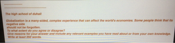 The high school of duhail Globalization is a