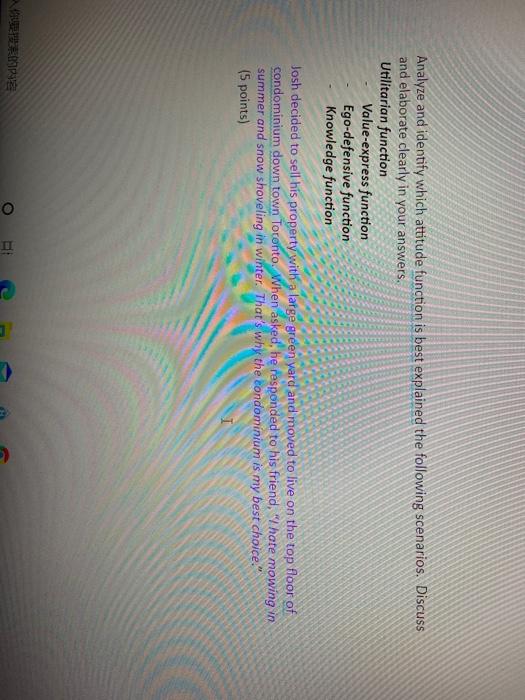 Analyze and identify which attitude function is