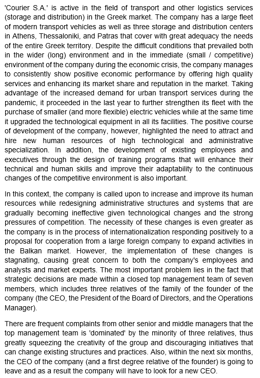 Considering the characteristics of the company