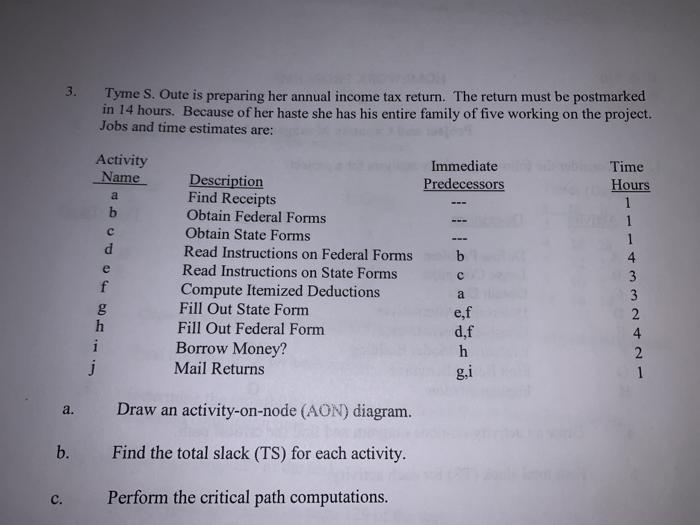 3. Tyme S. Oute is preparing her annual income