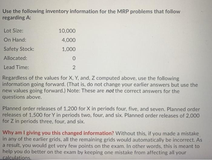 Use the following inventory information for the