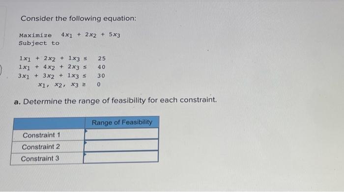 Consider the following equation: Maximize 4x1 +