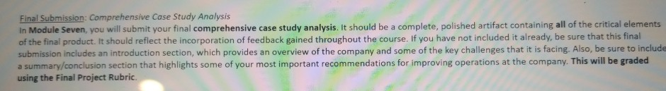 Final Submission: Comprehensive Case Study