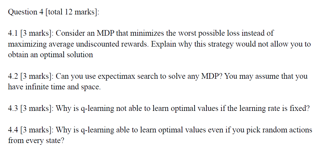 ASAP NEED HELP Question 4 [total 12 marks]: 4.1