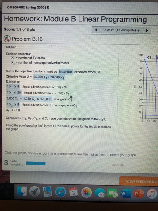 Save Homework: Module B Linear Programming Score: