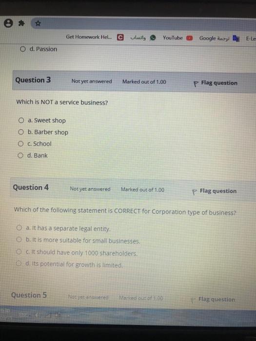 O * Get Homework Hel... YouTube Google an E-le d.