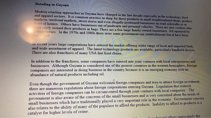 Retailing in Guyana Modern retailing approaches