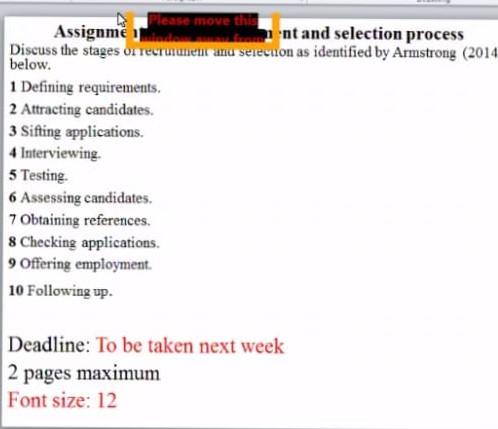 move the Assignment bent and selection process