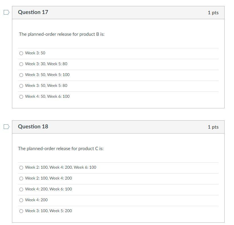 Question 16 1 pts Given the following