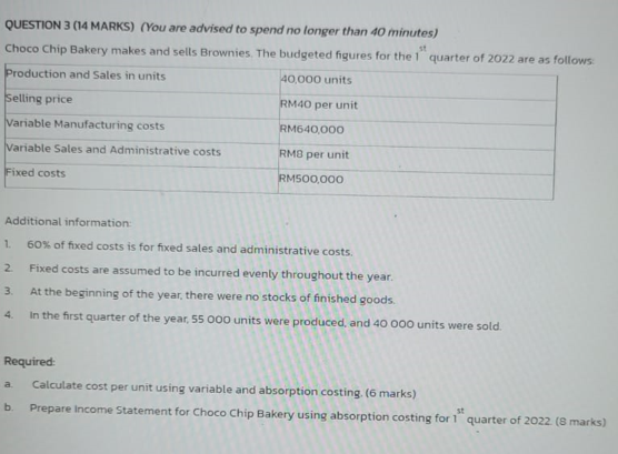 QUESTION 3 (14 MARKS) (You are advised to spend