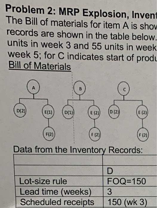 sorry about that!! Name: Problem 2: MRP