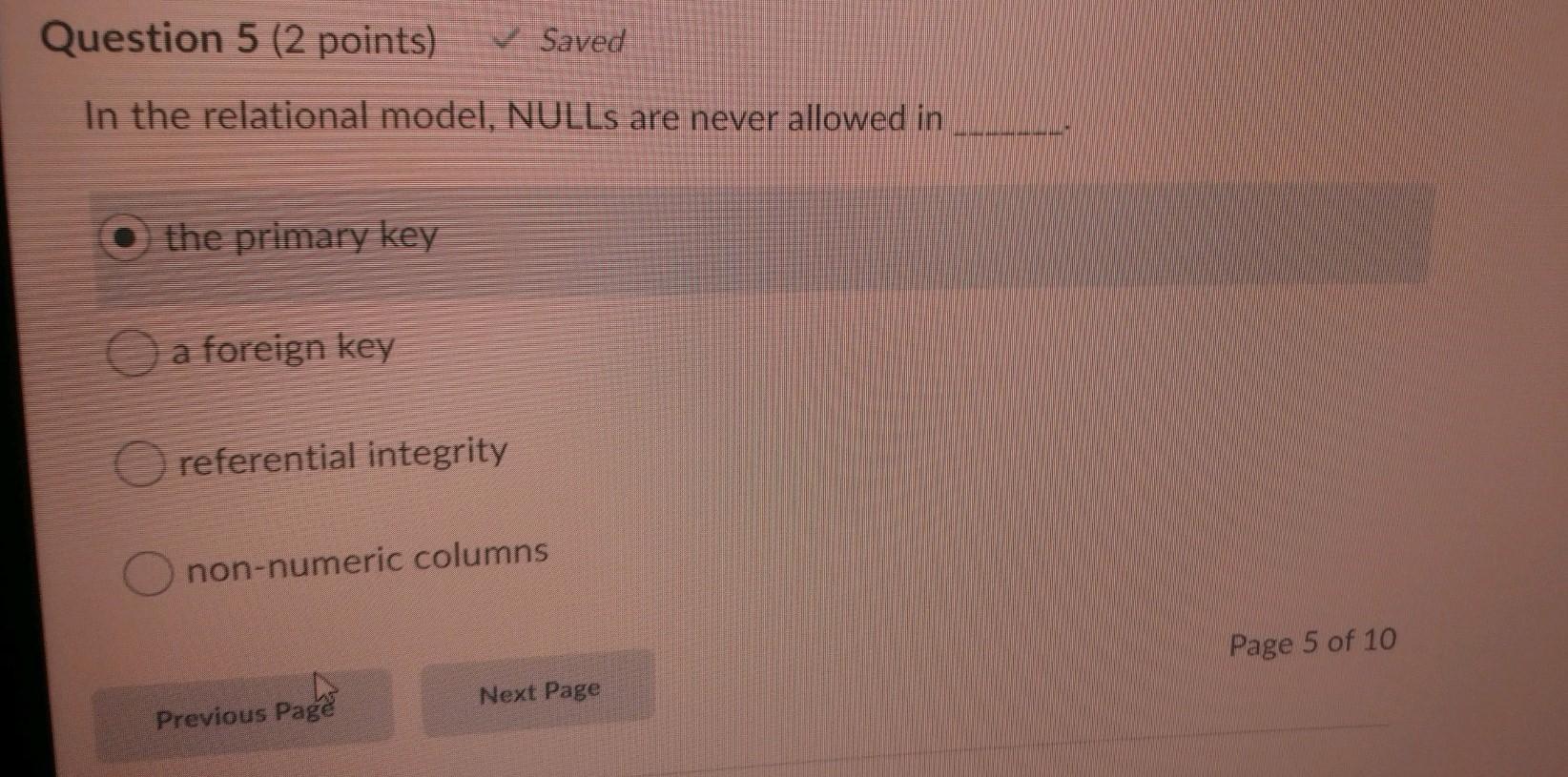 dd Question 5 (2 points) V Saved In the