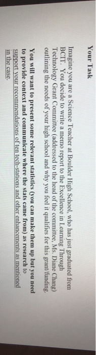 Your Task Imagine you are a Science Teacher at