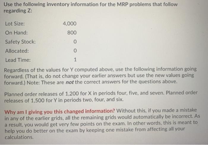 Use the following inventory information for the