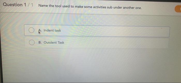 Question 1/1 1. In a Project WBS Codes are given
