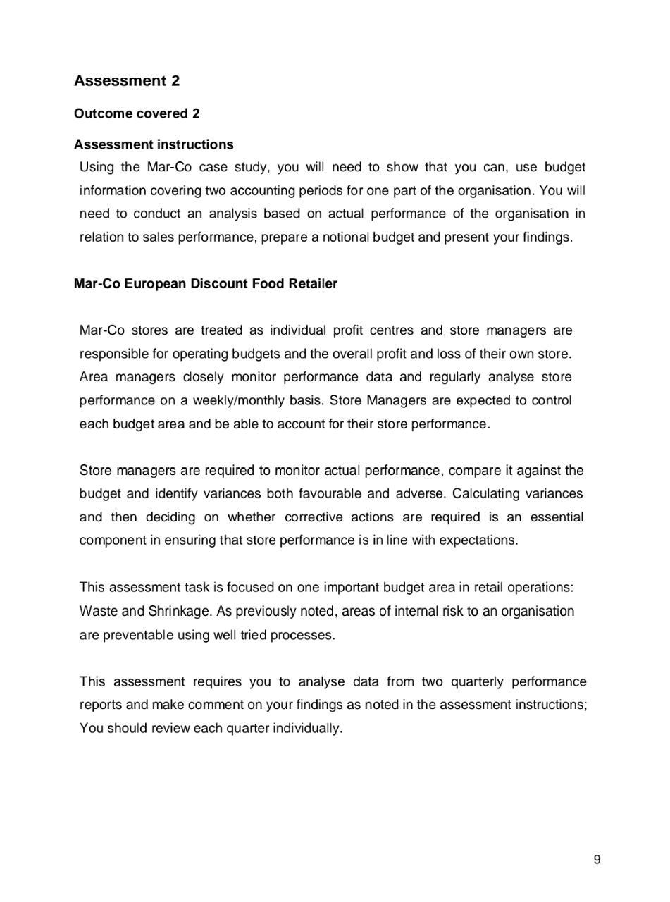 Assessment 2 Outcome covered 2 Assessment