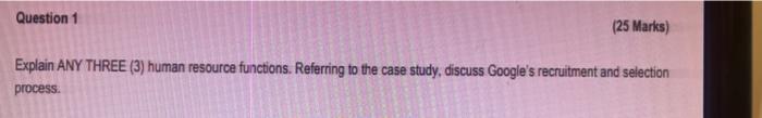 Question 2 (25 Marks) "Human Resource Management