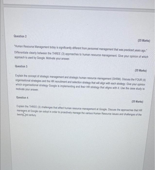 SECTION A [100 Marks] Case Study: Google's