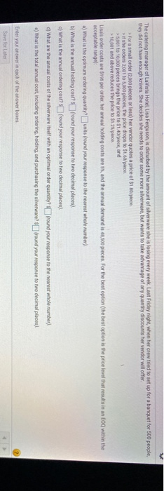 The catering manager of LaVista Hotel, Lisa