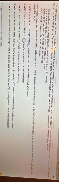 The catering manager of LaVista Hotel, Lisa