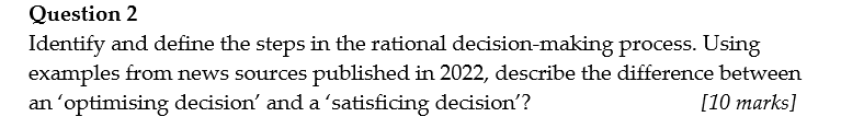 Question 2 Identify and define the steps in the