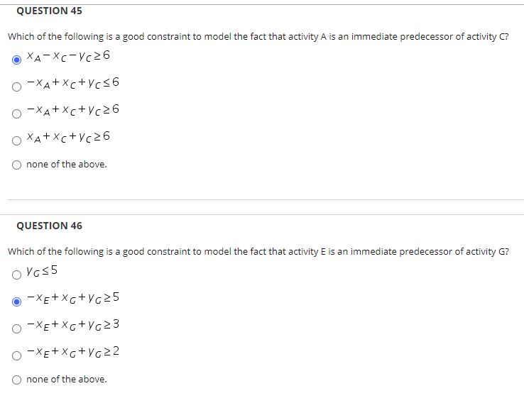 45 is wrong, 46 is right 50 is wrong Use the