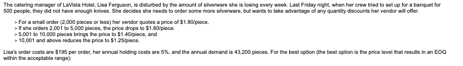 A) What is the optimum ordering quantity? (round
