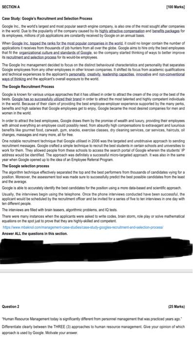 25 marks SECTION A Case Study: Google's