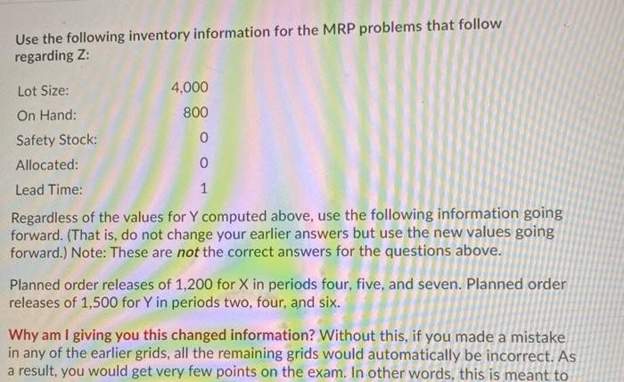 Use the following inventory information for the
