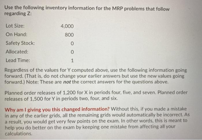 Use the following inventory information for the