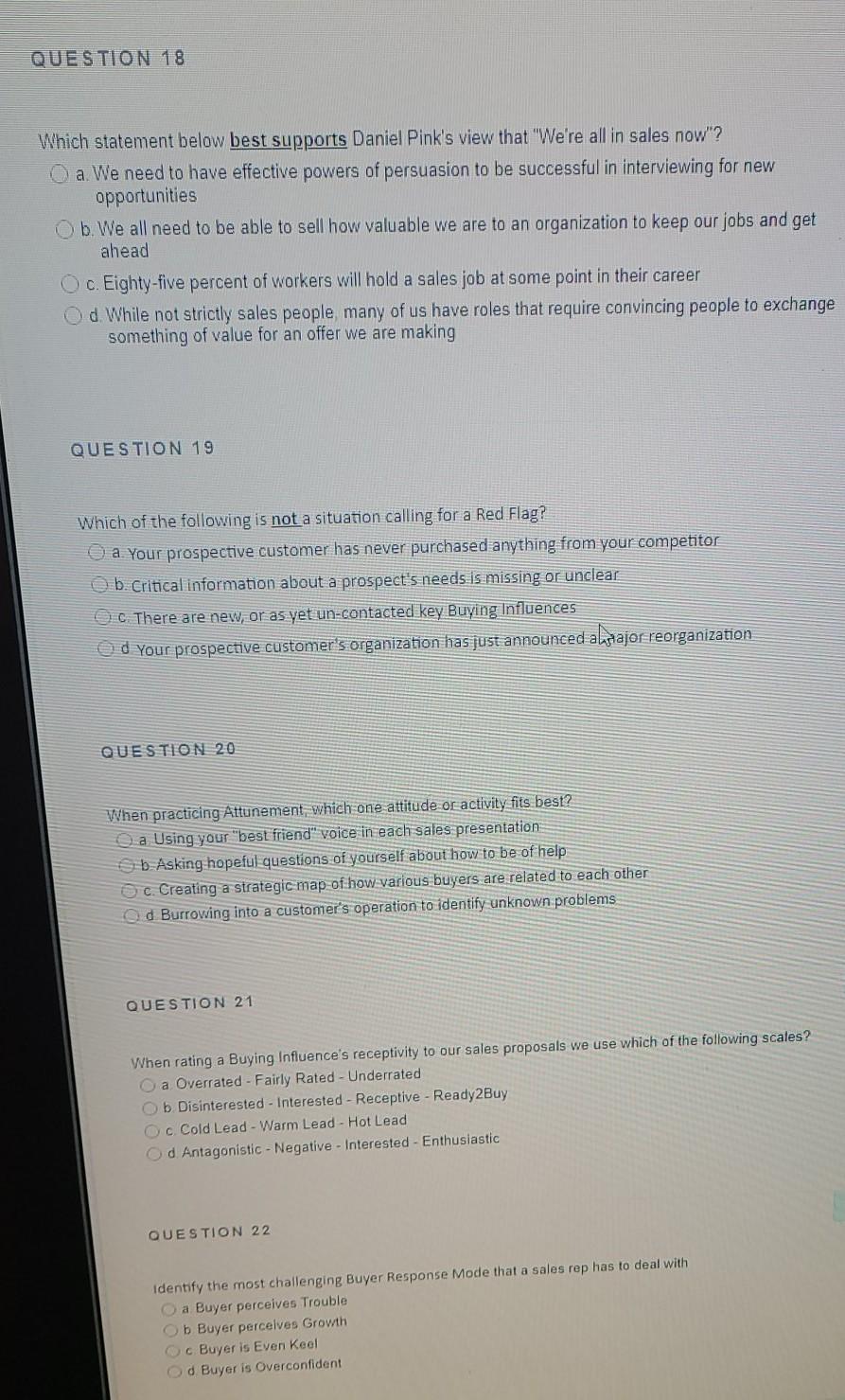 QUESTION 18 Which statement below best supports