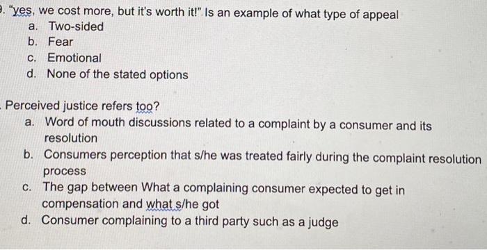 for consumer behavior class 2. "yes, we cost