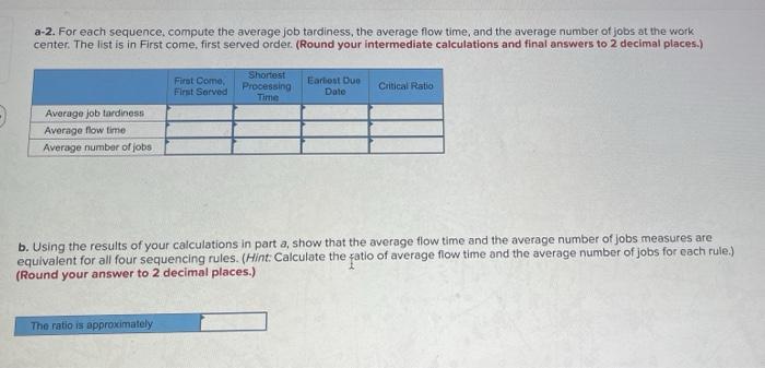 A foreman has determined processing times at a