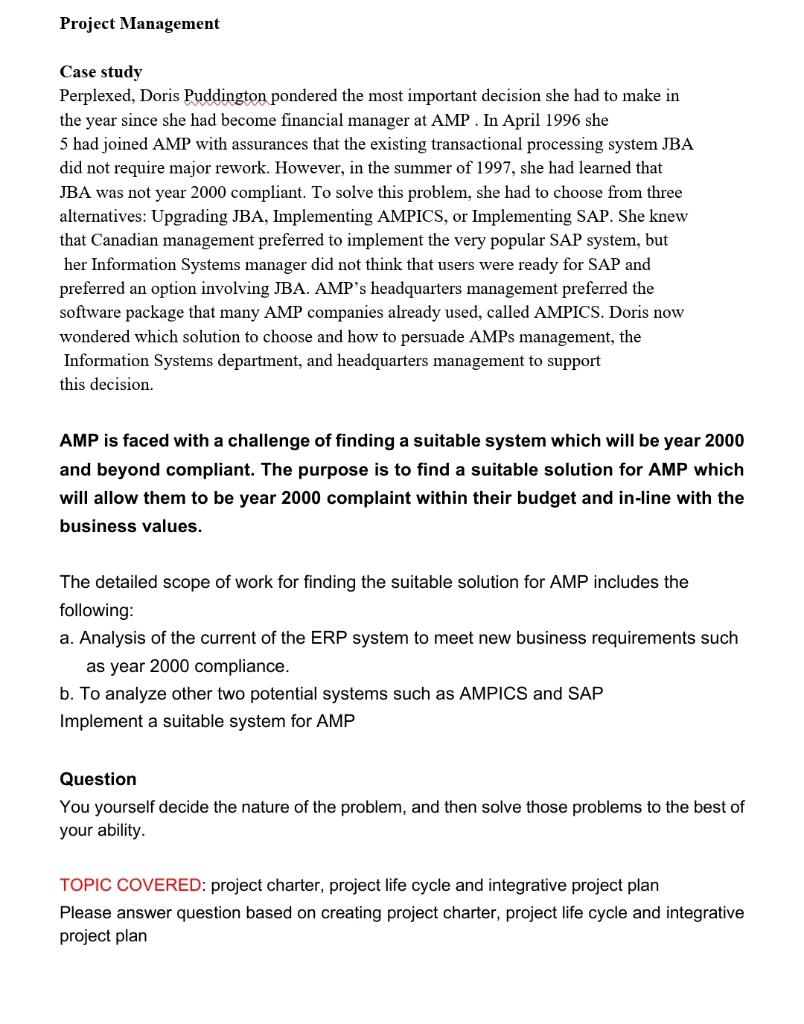 Project Management Case study Perplexed, Doris