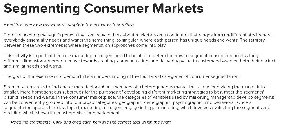 Segmenting Consumer Markets Read the overview