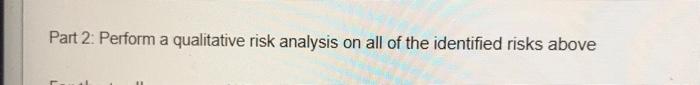 Part 2: Perform a qualitative risk analysis on