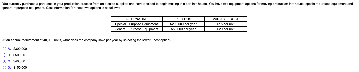 You currently purchase a part used in your